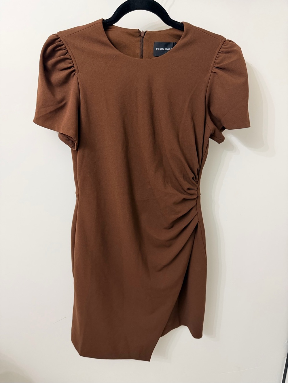 Donna Morgan Chocolate Brown Short Sleeve Wrap Dress